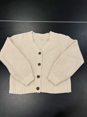 Cat & Jack Cream Ribbed Button-Front Cardigan